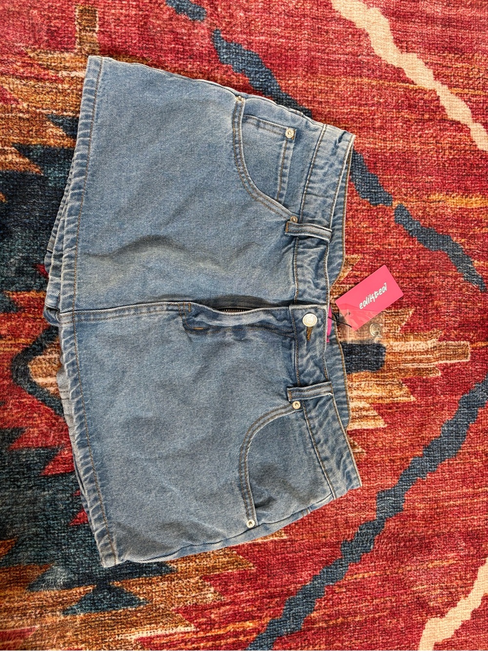 Edikted Light Blue Denim Mini Skirt